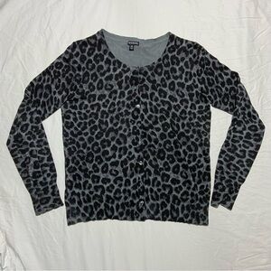 George Gray and Black Leopard Print Cardigan